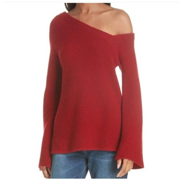 A.L.C Charly Wool & Cashmere One-shoulder Sweater In Red Size M Christmas Party - Picture 1 of 9
